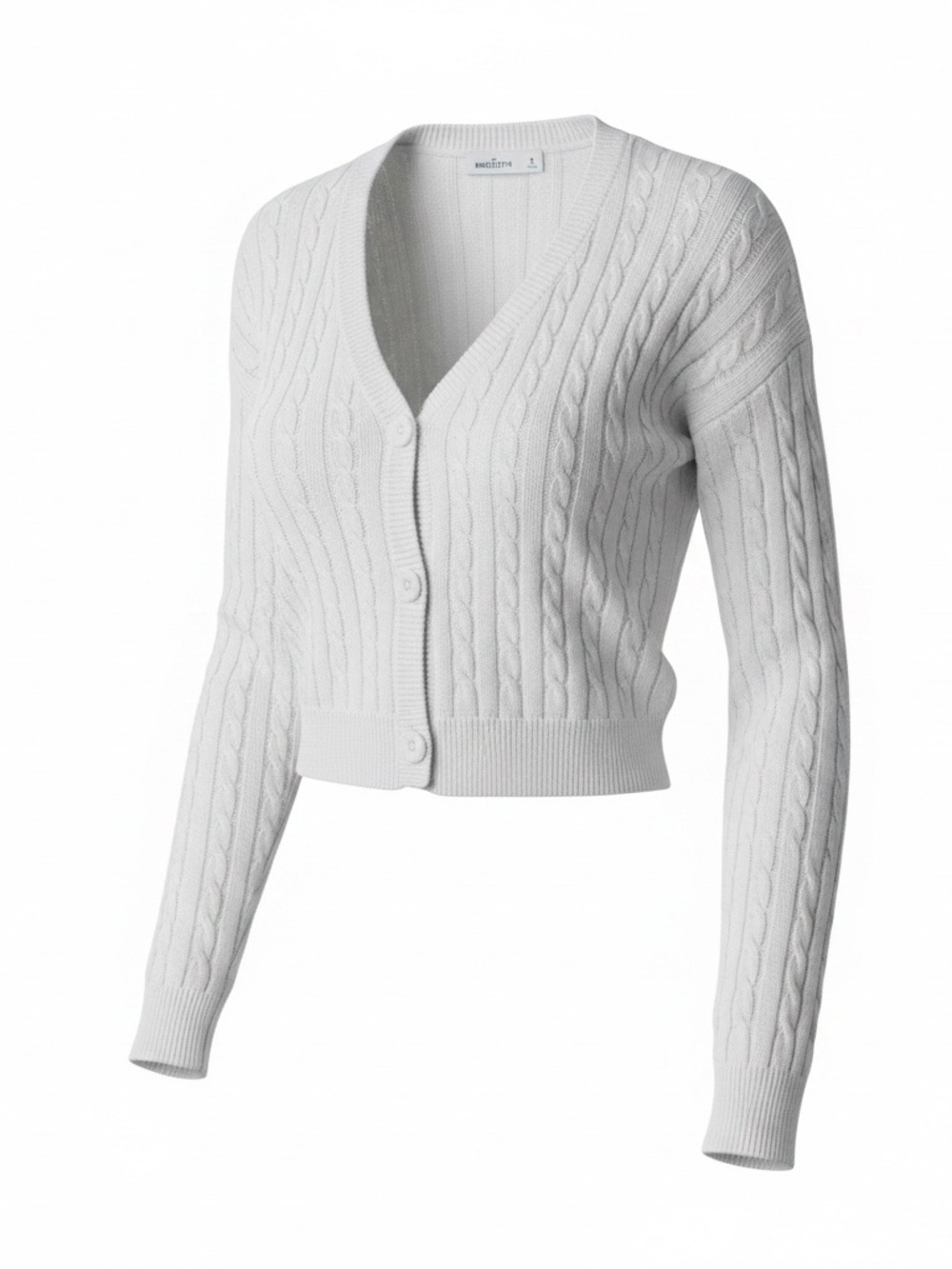 Hollister Cable Knit V-Neck Button Cardigan Sweater - White, Women’s S